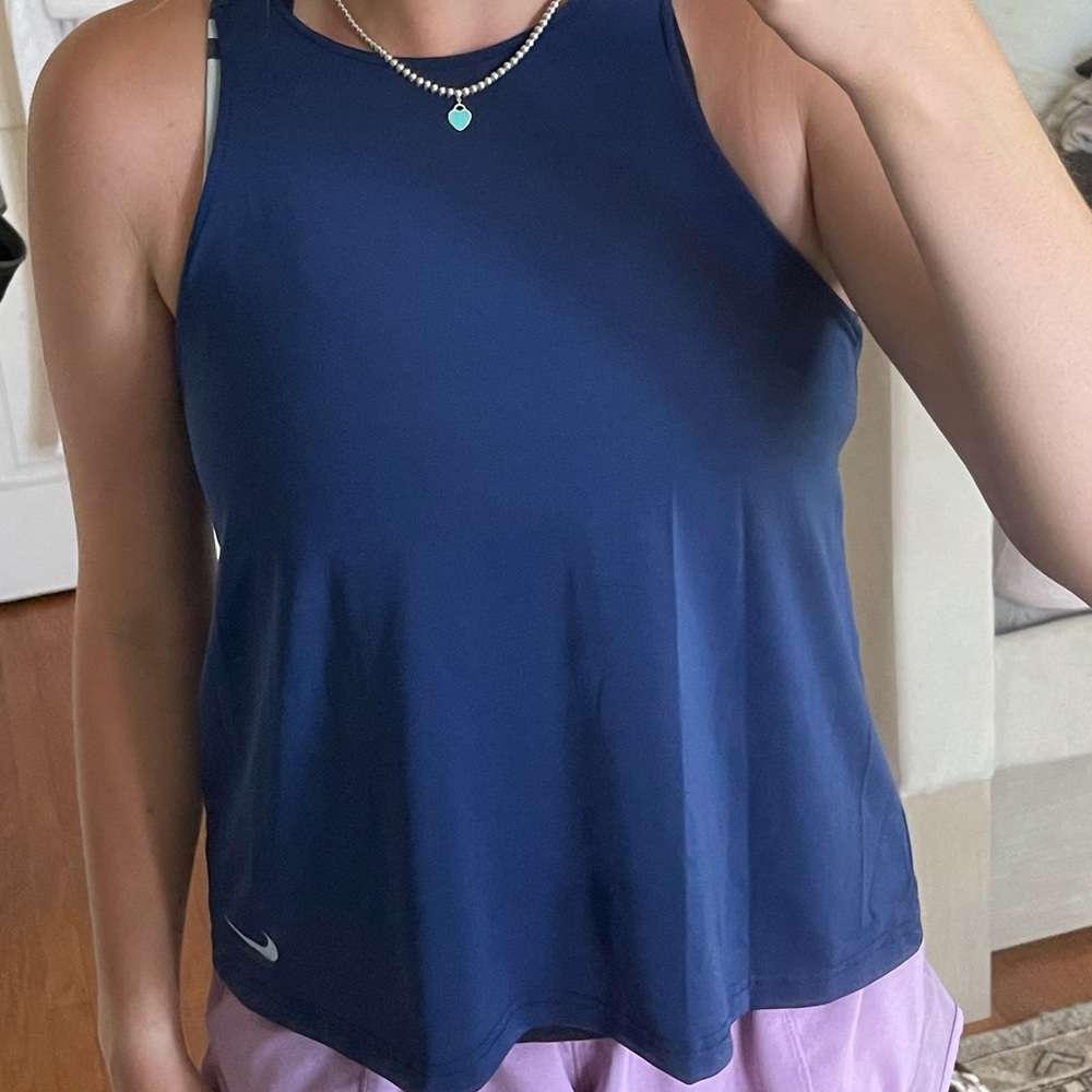 NIKE dri-fit dark blue halter workout tank top